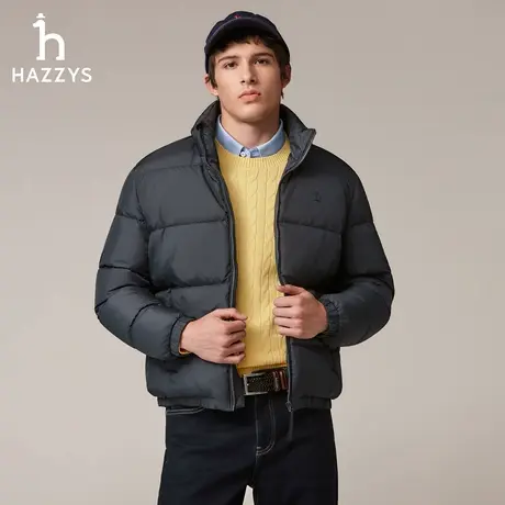 【秋季甄选】Hazzys哈吉斯保暖短款时尚运动立领面包羽绒服外套男商品大图