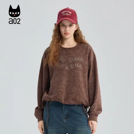 a02美拉德宽松圆领卫衣女2025新款秋季设计感秋装上衣通勤穿搭图片