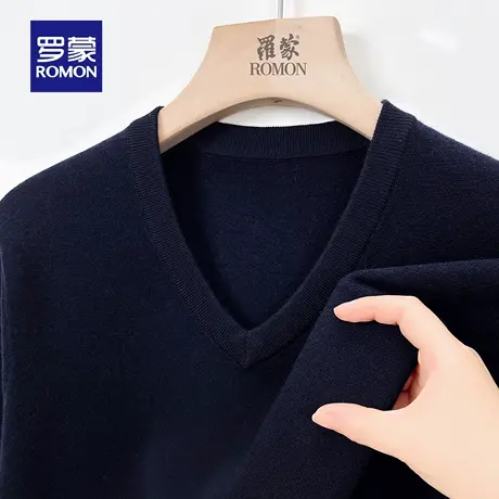 罗蒙男士经典V领针织衫2025秋季新款时尚百搭简约日常休闲毛衣男商品大图