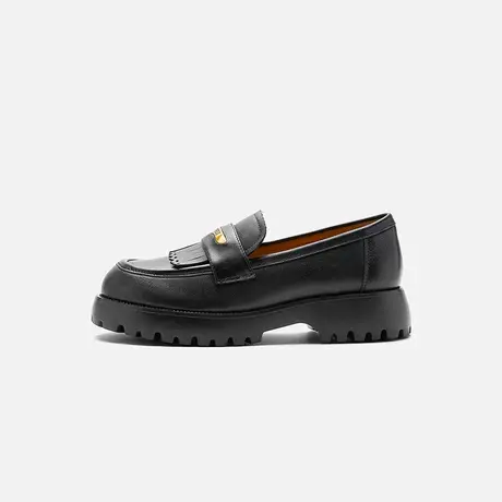 Nine West/玖熙2025秋季新款流苏乐福鞋女厚底增高法式复古小皮鞋图片