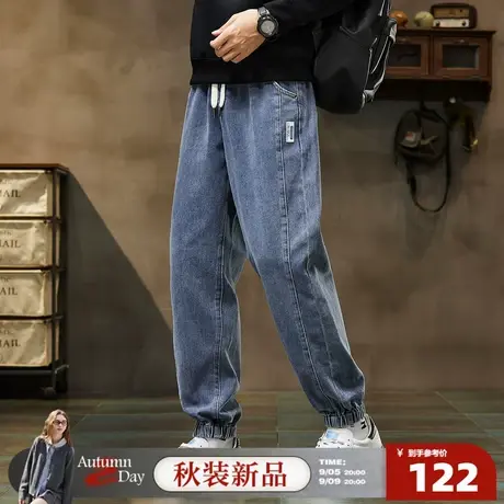 唐狮2025秋季牛仔长裤男士束脚裤休闲慵懒风宽松百搭时尚显瘦男裤商品大图