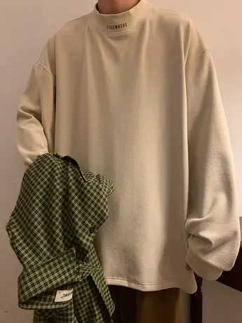 德绒半高领打底衫男秋冬季内搭港风潮牌长袖套头针织衫基础款上衣商品大图