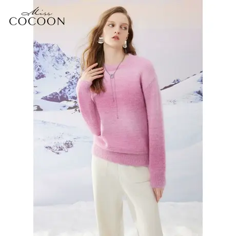 missCOCOON非正式学院风2023冬新款女装毛绒感舒适渐变毛针织衫图片