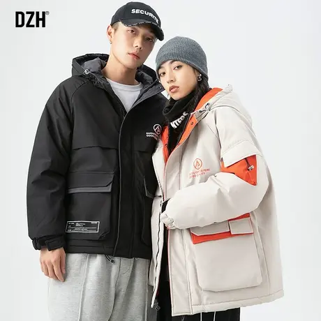 情侣工装棉服男款冬季加厚潮牌连帽棉衣外套宽松情侣装2023年新款商品大图