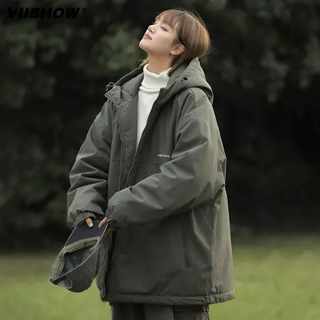 VIISHOW户外保暖冲锋衣外套男士秋冬潮牌宽松加厚棉衣防水登山服商品大图