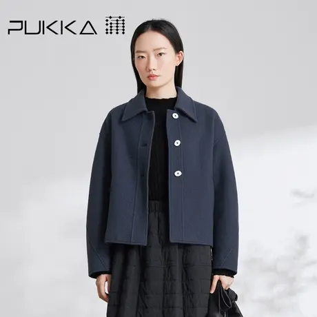 蒲PUKKA 毛呢外套女2023冬季新款流量设计感宽松H型通勤保暖大衣商品大图
