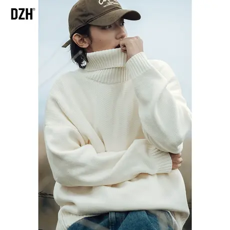 男士白色高领毛衣男冬季慵懒风软糯打底内搭2023新款针织长袖线衣商品大图