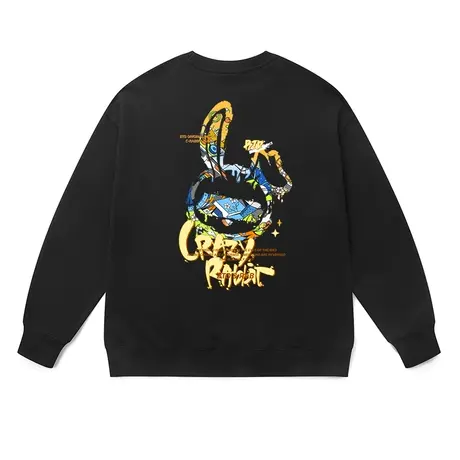 2023新款重磅卫衣秋冬涂鸦疯狂的兔子联名印花大码落肩毛圈棉上衣图片