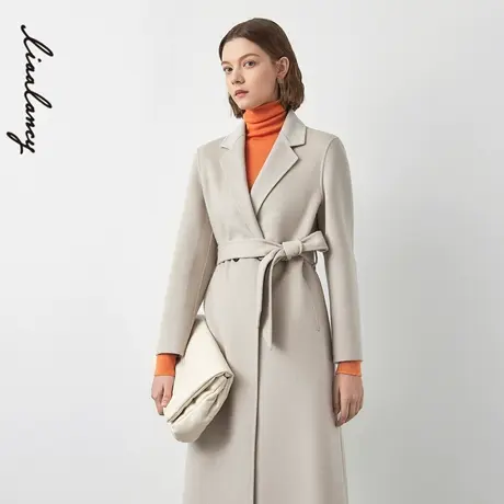 LANCY/悦朗姿冬季新款中长款羊毛大衣女通勤高级感羊绒外套女图片