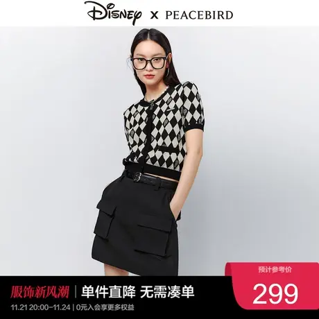 【匹诺曹联名】太平鸟2023夏装合作系列棋盘格针织衫女线开衫奥莱商品大图