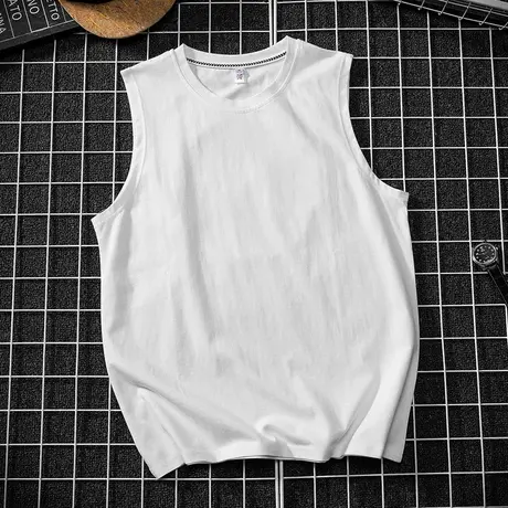 夏季ins潮流背心男健身篮球宽松纯色坎肩冰丝薄款运动无袖t恤男装商品大图