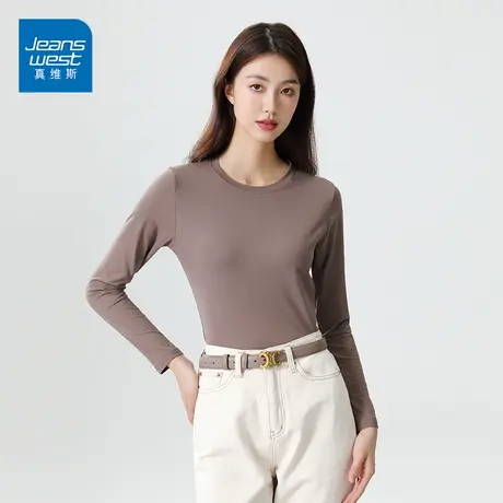 JO真维斯长袖t恤女2023夏季新款韩版时尚修身上衣潮流气质打底衫商品大图