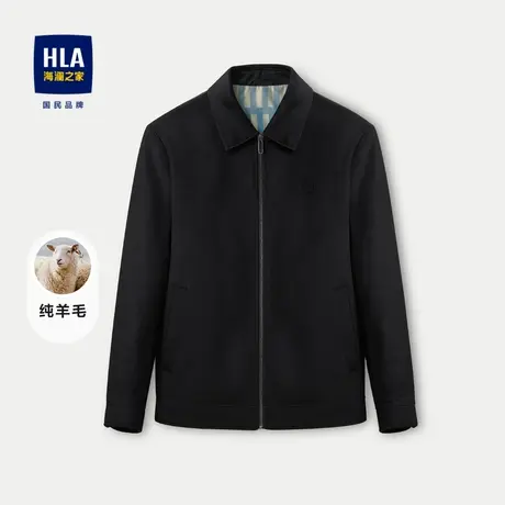 【纯羊毛】海澜之家翻领夹克2023秋冬新款商务休闲挺括保暖外套男商品大图