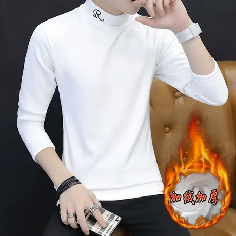 男士t恤长袖高领秋冬季秋衣韩版潮流修身上衣服青年卫衣打底衫潮商品大图