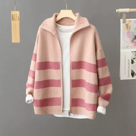 秋冬季加厚毛衣外套女2024新款春秋季韩版慵懒风复古宽松针织开衫图片