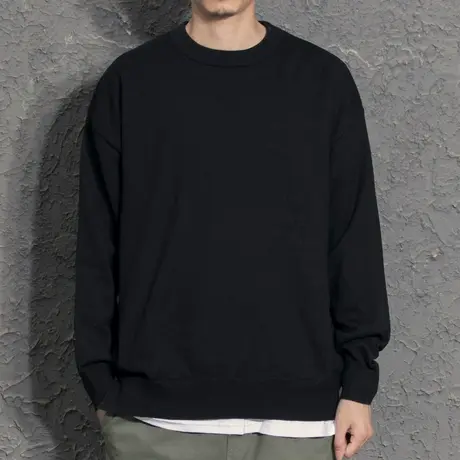 假两件破洞春秋男士毛衣宽松韩版潮流帅气针织衫ins港风潮牌秋装图片