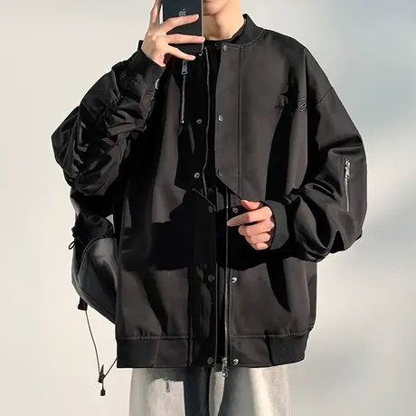 vintage美式复古棒球服国潮牌高街小众工装外套男春秋飞行员夹克商品大图
