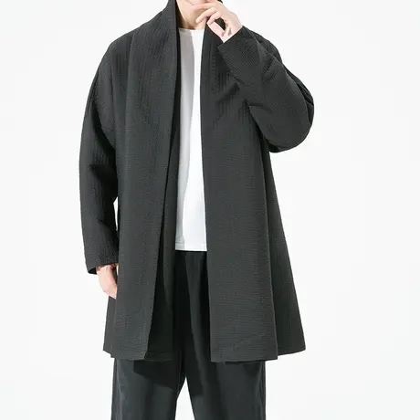 秋冬季男士风衣中长款复古中国风宽松青年外套休闲禅服男装禅服潮商品大图