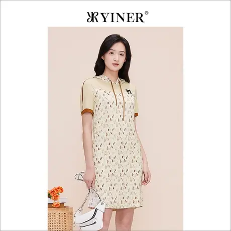 [赫本猫联名]YINER音儿专选女装夏季绣花卫衣连衣裙图片
