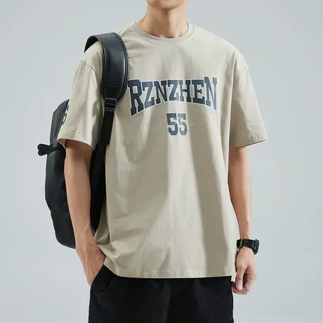 清仓特卖 hansca重磅短袖T恤男夏季圆领宽松休闲大码运动印花上衣商品大图