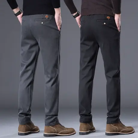 秋季男款宽松直筒弹力休闲裤子春秋款男士中年爸爸装商务西裤秋天商品大图