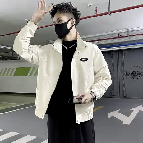 外套春季2024爆款个性拼接痞帅立领褂子潮牌设计感工装夹克上衣商品大图