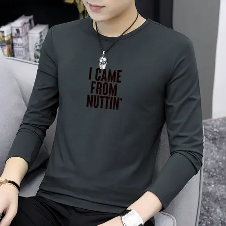 莫代尔长袖t恤男秋季薄款圆领内搭上衣服潮流体恤打底衫圆领秋衣商品大图