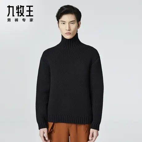 [时尚秀款]九牧王男装可翻高领羊毛衫男士时尚亲肤上衣DN商品大图
