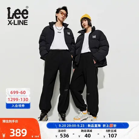 LeeXLINE23秋冬新品黑色摇粒绒男女同款束脚卫裤潮LUB007240204图片