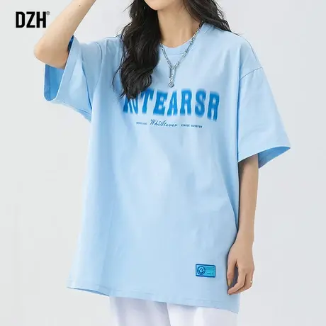 男生日系蓝色短袖无性别t恤男夏季纯棉衣服男装2023新款体恤上衣商品大图