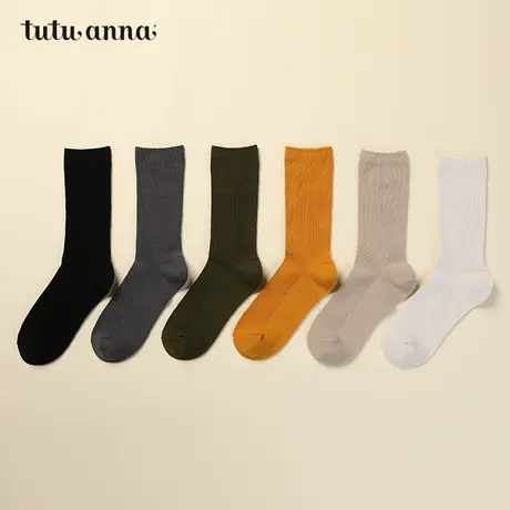 tutuanna短袜女 纯色短袜棉质日系袜子秋季吸汗ins潮纯色短袜女商品大图