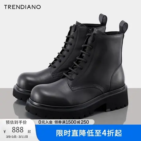 TRENDIANO官方时尚百搭马丁靴绑带短靴男潮新款冬季商品大图