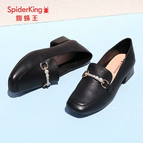 蜘蛛王断码清仓正品女鞋真皮2022春夏新款单鞋皮鞋女牛里乐福鞋女图片