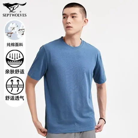 七匹狼狼族部落短袖圆领套头T恤男夏季青年国潮时尚帅气休闲潮流图片