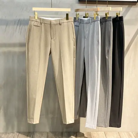 春秋季修身休闲裤子男士轻熟风男装韩版商务小脚直筒九分裤西裤潮商品大图