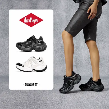 Lee Cooper老爹鞋女春季新款运动鞋女款休闲鞋子厚底增高缎面女鞋商品大图
