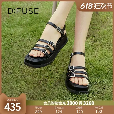 Dfuse2024夏季新款闪钻条带厚底休闲凉鞋百搭凉拖图片