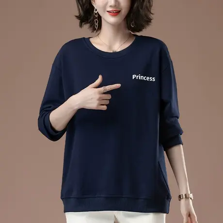 秋季新款卫衣女加肥加大码女装宽松中年妈妈休闲百搭遮肚子打底衫商品大图