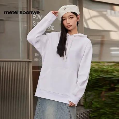 美特斯邦威卫衣男女同款2025春季新款设计感情侣衫连帽套头衫上衣图片