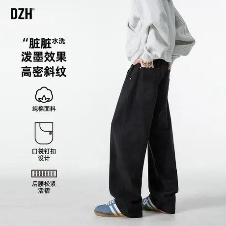 男士黑色弯刀裤男款工装裤子男秋季2025新款美式直筒裤长裤伐木裤商品大图