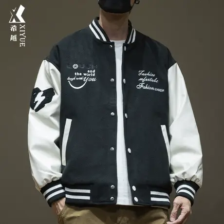 希越新国标白鸭绒棒球领羽绒服男士冬季宽松大码美式潮流棉服外套商品大图