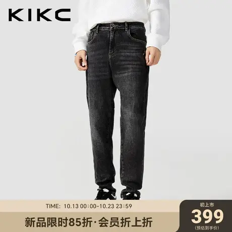 kikc牛仔裤男2023秋季新款商场同款绣花工艺复古潮流小脚裤烟管裤图片