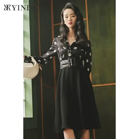 【1996系列】YINER音儿女装冬季西装领波点连衣裙图片