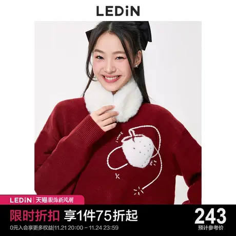 乐町草莓星球上衣秋冬新款圆领毛衣女C2EEC4601商品大图