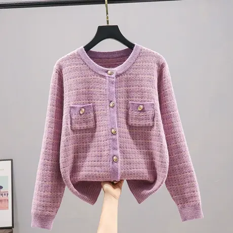 开衫女2023春装新款韩版宽松小香风针织衫外套女士毛衣长袖上衣女商品大图