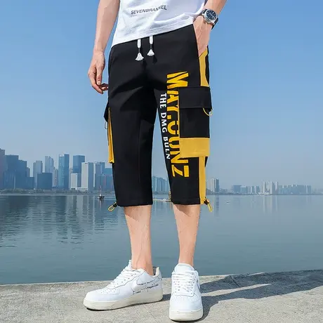 青少年七分裤男潮牌高中初中学生款运动休闲工装短裤薄款帅气夏装商品大图
