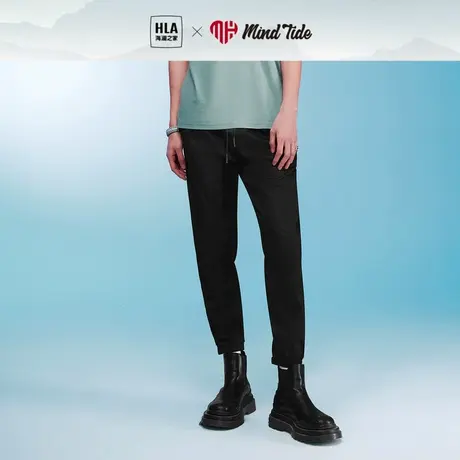 HLA/海澜之家中国心系列休闲裤春松紧腰宽松束脚口卫裤男图片