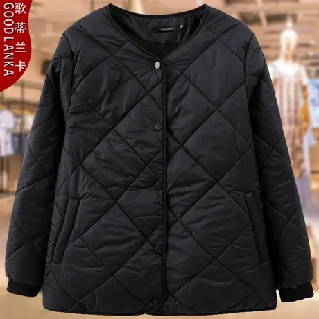 加肥加大码冬季轻薄款羽绒棉服女中年妈妈小棉袄夹棉保暖棉衣外套商品大图