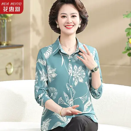 中年妈妈夏装时尚T恤翻领衬衫中老年女装七分袖春夏洋气上衣服薄商品大图