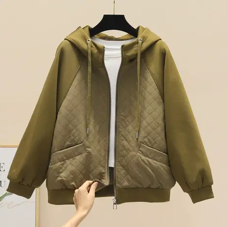 欧洲站2023春秋新款韩版时尚宽松显瘦百搭女休闲长袖连帽短外套潮商品大图